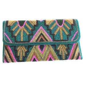 Anthropologie Beaded Clutch Purse